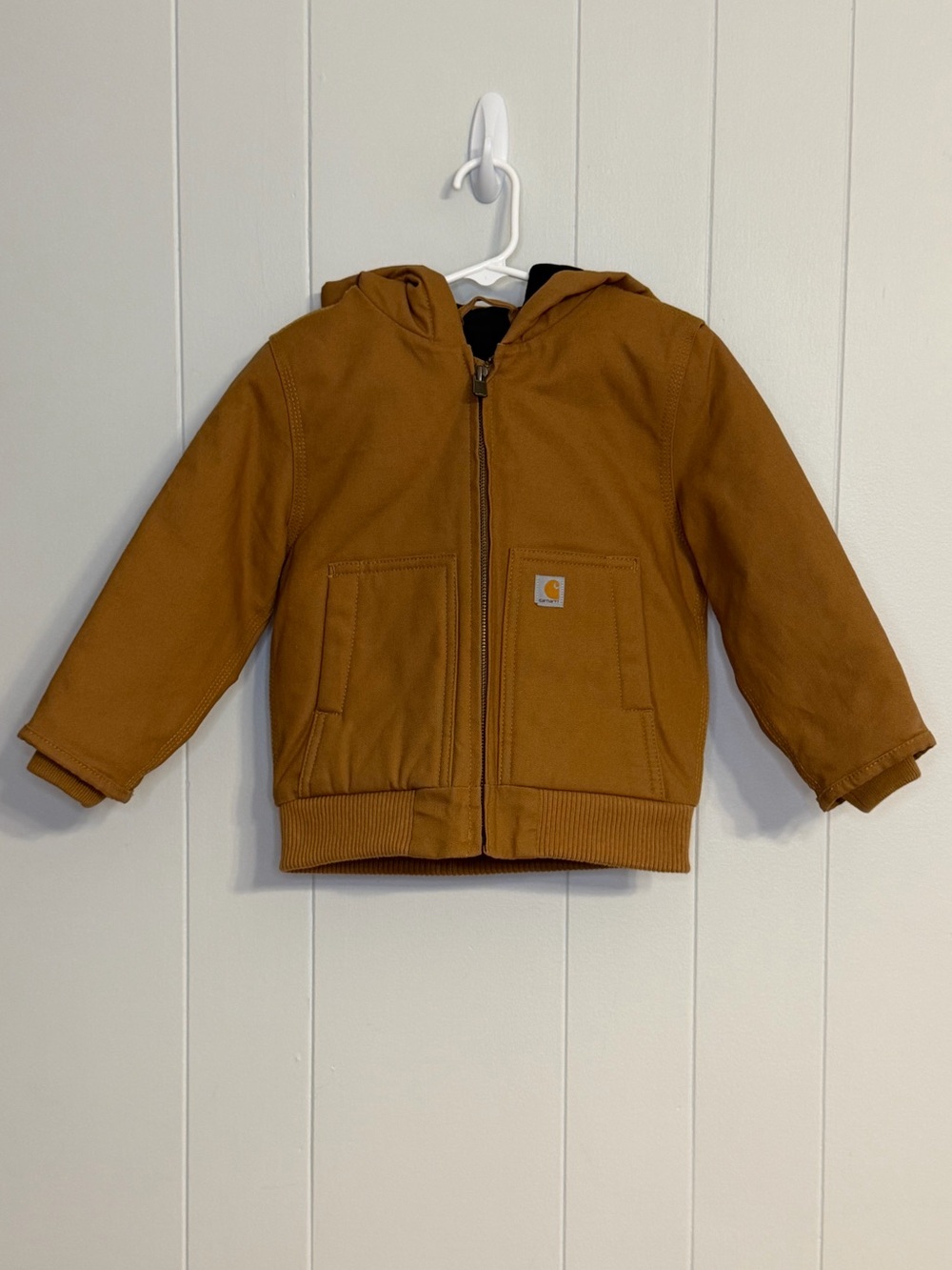 Carhartt Kids 3T Brown Hooded Active Jacket Quilted Lined Canvas Coat